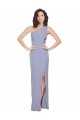 Outlet Sleeveless Stretch Crepe Sheath Smoke Blue Evening Gown Canada