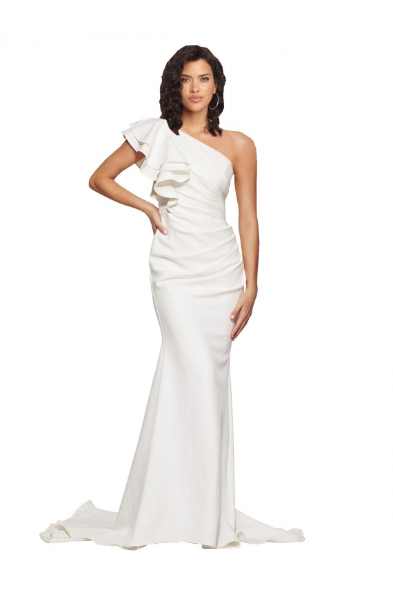 Outlet Sleeveless Stretch Crepe Sheath Ivory Semi Formal Evening Dress Canada