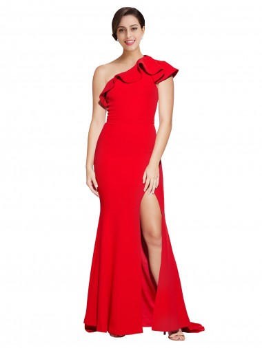 Outlet Sleeveless Stretch Crepe Sheath Red Semi Formal Evening Dress Canada