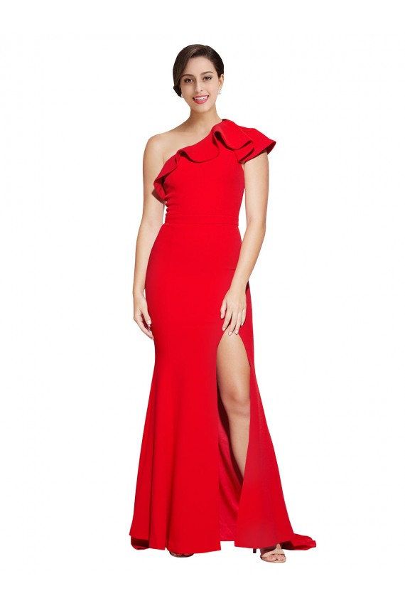 Outlet Sleeveless Stretch Crepe Sheath Red Semi Formal Evening Dress Canada