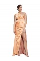 Outlet Sleeveless Stretch Satin Criss Cross Open Back Sheath Light Copper Evening Dress Canada