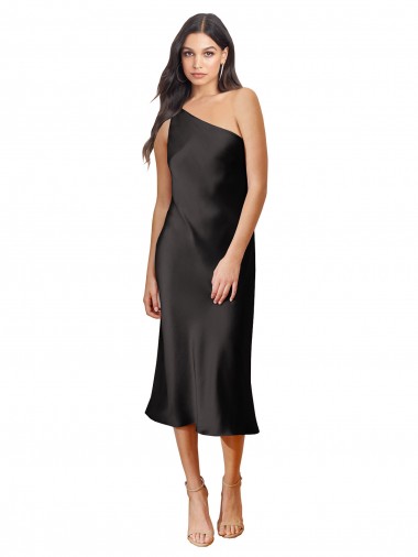Outlet Sleeveless Stretch Satin Sheath Black Evening Dress Canada