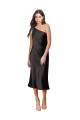 Outlet Sleeveless Stretch Satin Sheath Black Evening Dress Canada
