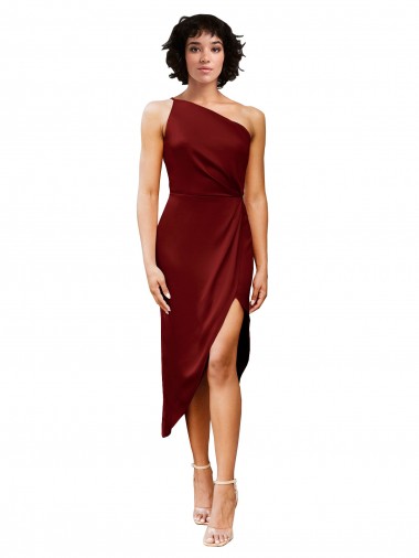Outlet Sleeveless Stretch Satin Sheath Burgundy Evening Dress Canada
