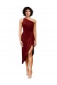 Outlet Sleeveless Stretch Satin Sheath Burgundy Evening Dress Canada