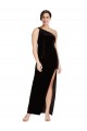 Outlet Sleeveless Stretch Velvet Sheath Black Evening Dress Canada