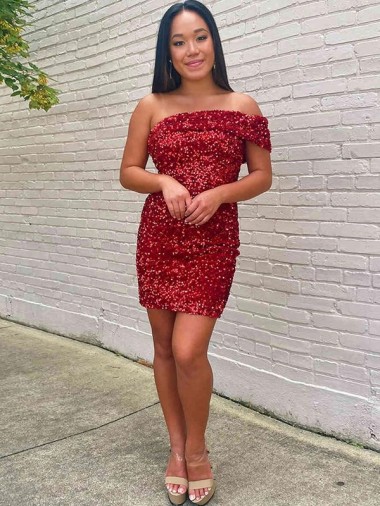 Outlet Sleeveless Velvet Sequin Sheath Burgundy Homecoming Dress Canada