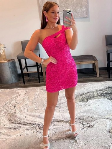 Outlet Sleeveless Velvet Sequin Sheath Fuchsia Short Evening Dress Canada