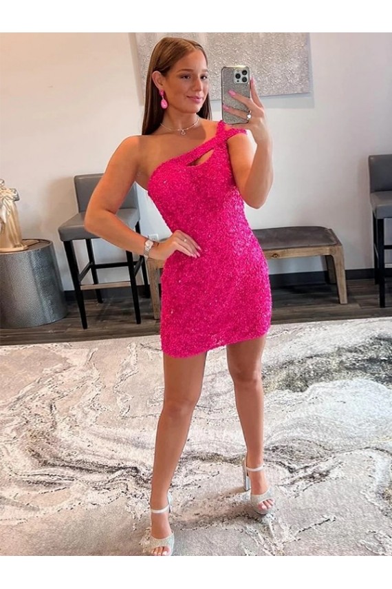 Outlet Sleeveless Velvet Sequin Sheath Fuchsia Short Evening Dress Canada