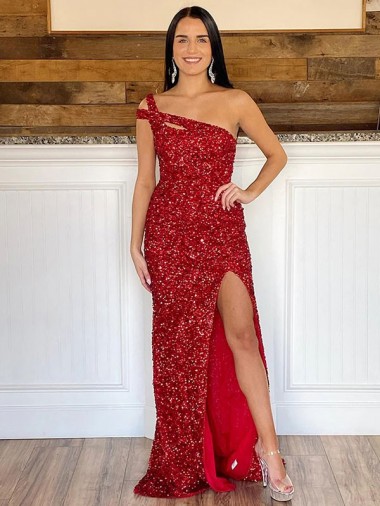 Outlet Sleeveless Velvet Sequin Sheath Burgundy Evening Dress Canada