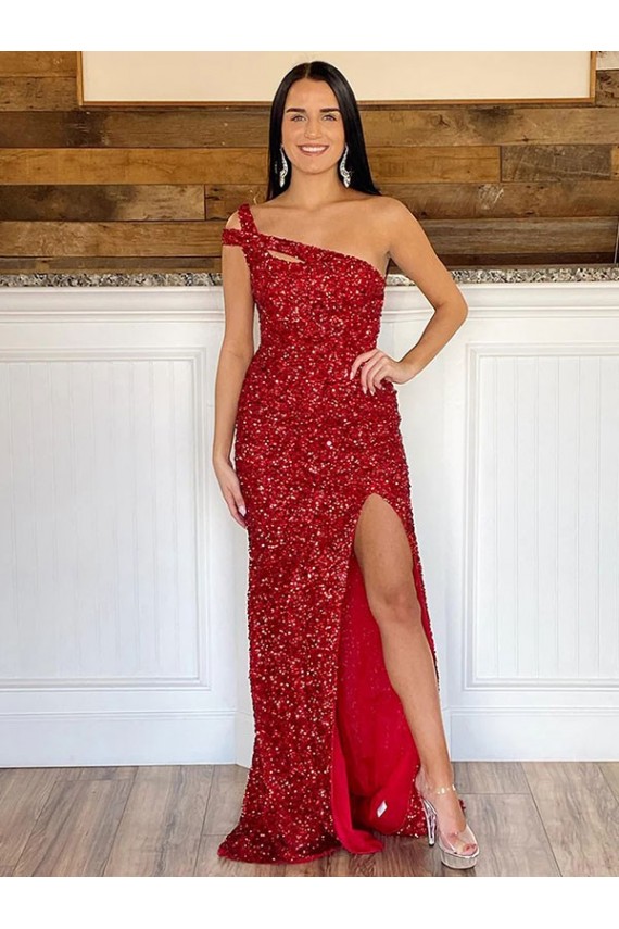 Outlet Sleeveless Velvet Sequin Sheath Burgundy Evening Dress Canada