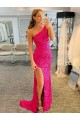 Outlet Sleeveless Velvet Sequin Sheath Fuchsia Evening Dress Canada