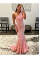 Outlet Sleeveless Velvet Sequin Sheath Pink Semi Formal Evening Dress Canada