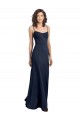 Outlet Sleeveless Stretch Crepe Low Back Sheath Dark Navy Evening Gown Canada
