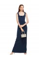 Outlet Sleeveless Stretch Crepe Low Back Sheath Dark Navy Evening Dress Canada