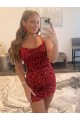 Outlet Sleeveless Velvet Sequin Sheath Burgundy Short Homecoming Dress Canada