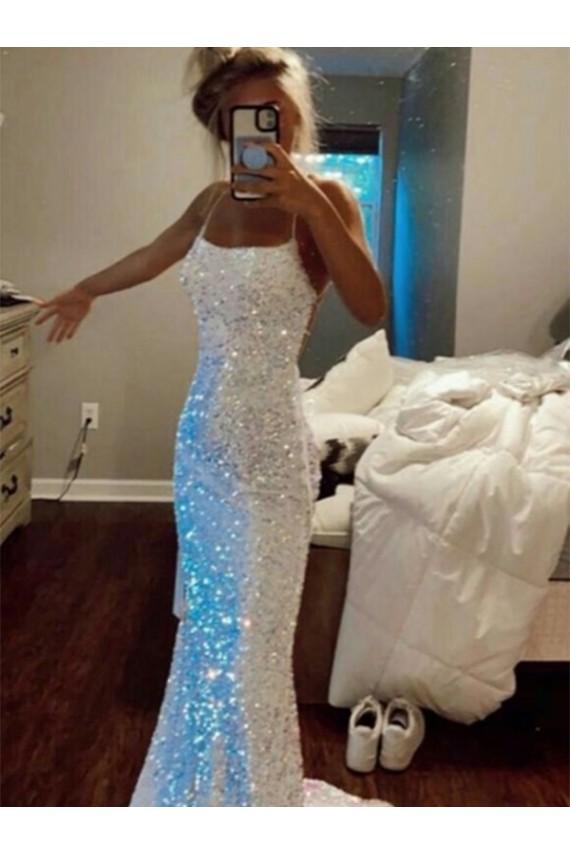 Outlet Sleeveless Velvet Sequin Sheath Spaghetti Straps Evening Dress Canada