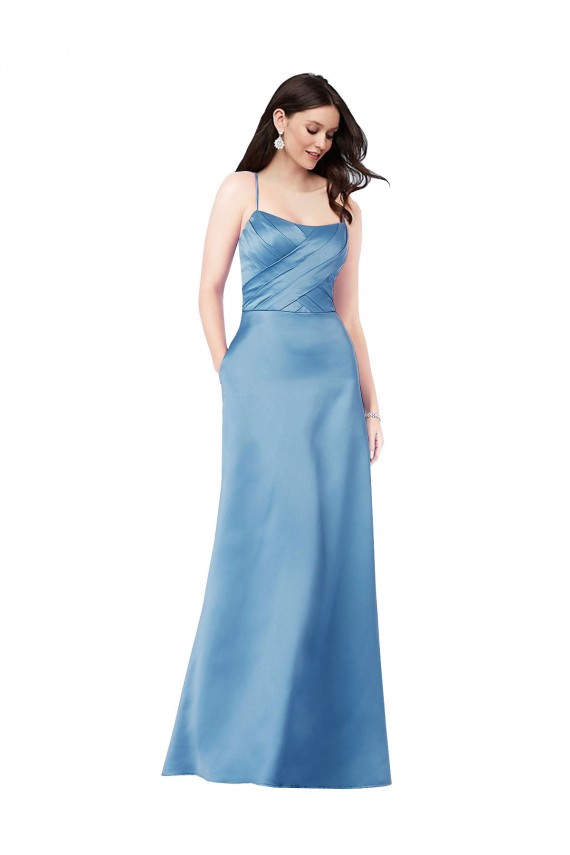 Outlet Sleeveless Satin Criss Cross Back Sheath Sky Blue Evening Dress Canada