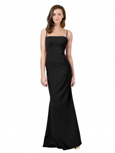 Outlet Sleeveless Stretch Crepe Open Back Sheath Black Evening Dresses Canada