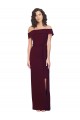 Outlet Sleeveless Stretch Crepe Low Back Sheath Burgundy Gold Evening Dress Canada