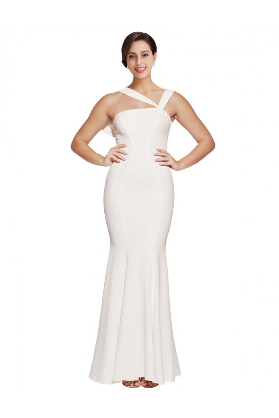 Outlet Sleeveless Stretch Crepe Low Back Sheath Ivory Evening Dress Canada
