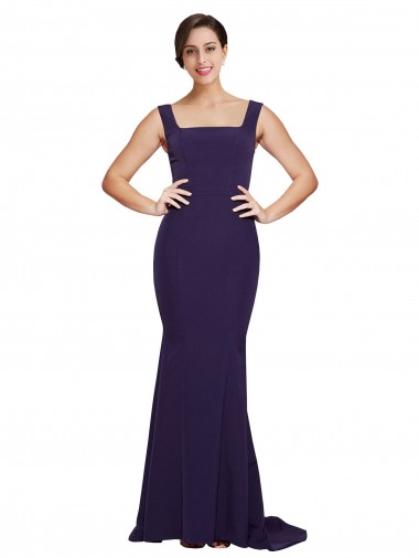Outlet Sleeveless Stretch Crepe Sheath Dark Navy Semi Formal Evening Dress Canada