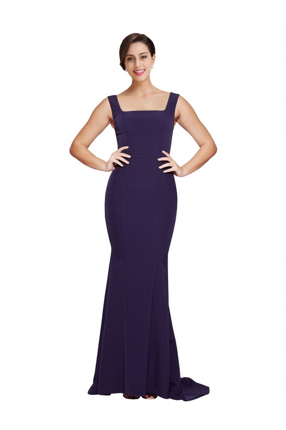 Outlet Sleeveless Stretch Crepe Sheath Dark Navy Semi Formal Evening Dress Canada