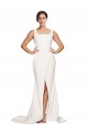Outlet Sleeveless Stretch Crepe Low Back Sheath Ivory Semi Formal Evening Dress Canada