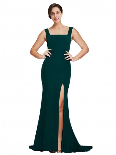 Outlet Sleeveless Stretch Crepe Sheath Midnight Green Semi Formal Evening Dress Canada