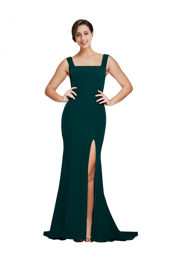 Outlet Sleeveless Stretch Crepe Sheath Midnight Green Semi Formal Evening Dress Canada