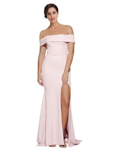 Outlet Sleeveless Stretch Crepe Low Back Sheath Pink Bridal Party Dress Canada