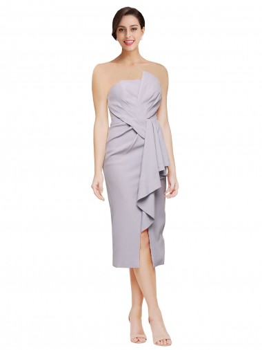 Outlet Sleeveless Stretch Crepe Low Back Sheath Arctic Lilac Evening Dress Canada