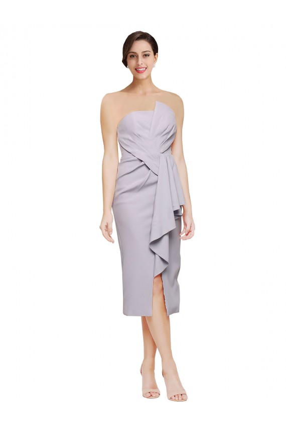 Outlet Sleeveless Stretch Crepe Low Back Sheath Arctic Lilac Evening Dress Canada
