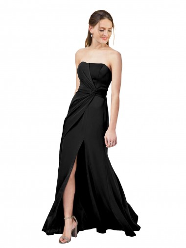 Outlet Sleeveless Stretch Crepe Low Back Sheath Black Evening Gown Canada