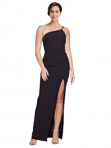 Outlet Sleeveless Stretch Crepe Sheath Black Bridal Party Dress Canada