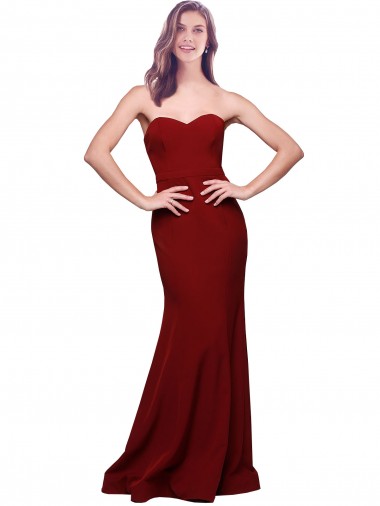 Outlet Sleeveless Stretch Crepe Low Back Sheath Burgundy Evening Gown Canada