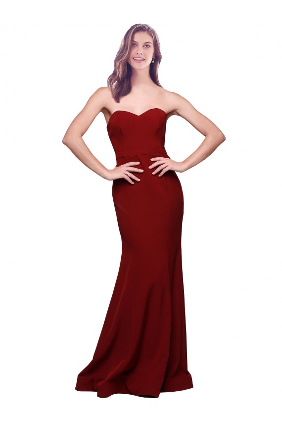 Outlet Sleeveless Stretch Crepe Low Back Sheath Burgundy Evening Gown Canada