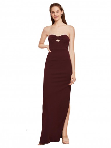 Outlet Sleeveless Stretch Crepe Sheath Burgundy Gold Evening Dresses Canada