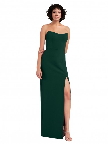 Outlet Sleeveless Stretch Crepe Low Back Sheath Midnight Green Evening Dress Canada