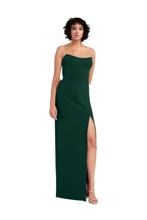 Outlet Sleeveless Stretch Crepe Low Back Sheath Midnight Green Evening Dress Canada