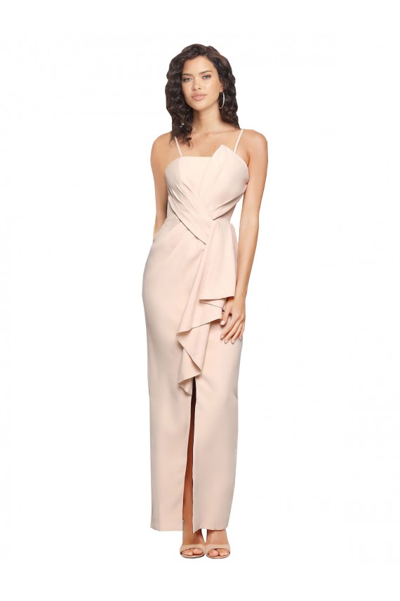 Outlet Sleeveless Stretch Crepe Low Back Sheath Nude Semi Formal Evening Dress Canada