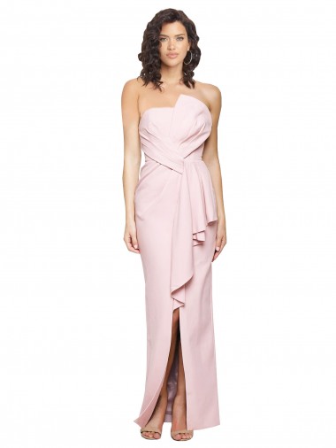 Outlet Sleeveless Stretch Crepe Low Back Sheath Pink Evening Dress Canada