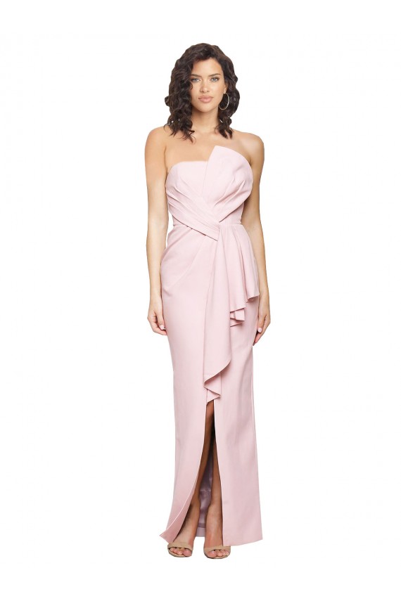Outlet Sleeveless Stretch Crepe Low Back Sheath Pink Evening Dress Canada