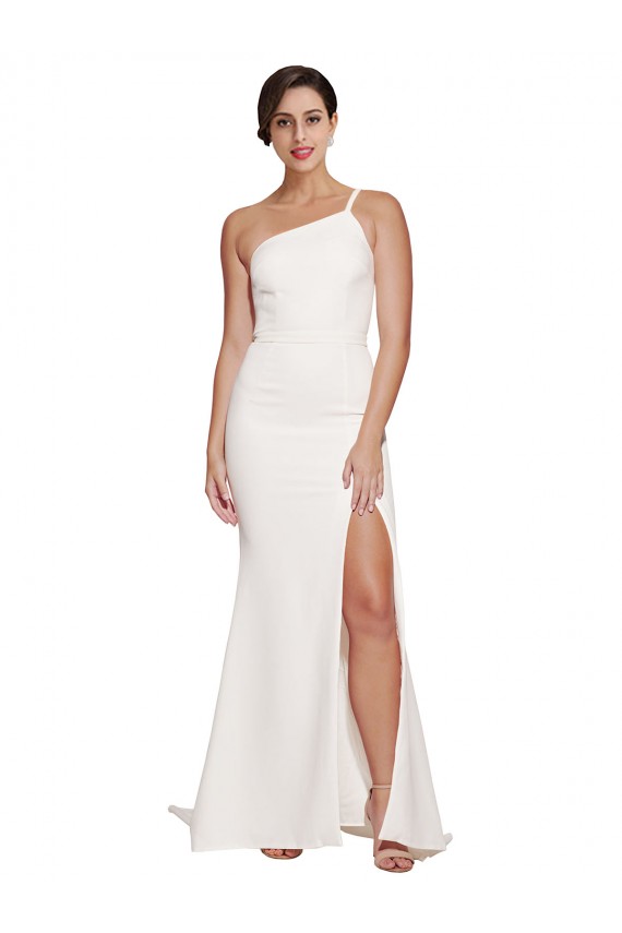 Outlet Sleeveless Stretch Crepe Sheath Ivory Semi Formal Bridal Party Dress Canada