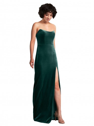 Outlet Sleeveless Stretch Velvet Low Back Sheath Dark Green Sexy Evening Dress Canada