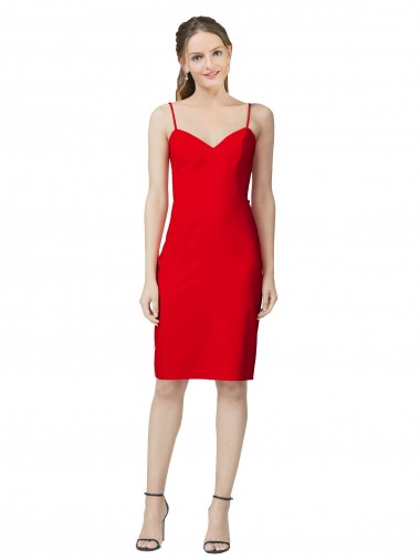 Outlet Sleeveless Stretch Crepe Sheath Red Evening Dress Canada