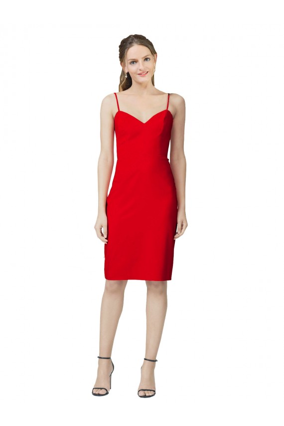 Outlet Sleeveless Stretch Crepe Sheath Red Evening Dress Canada