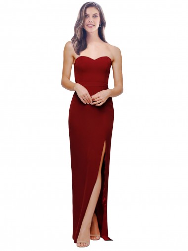 Outlet Sleeveless Stretch Crepe Low Back Sheath Burgundy Evening Dress Canada