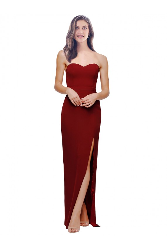 Outlet Sleeveless Stretch Crepe Low Back Sheath Burgundy Evening Dress Canada