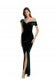Outlet Sleeveless Stretch Velvet Sheath Dark Green Evening Dress Canada
